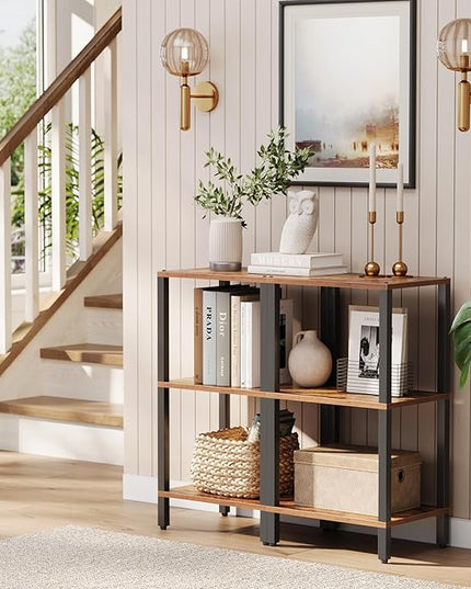 TUTOTAK Bookshelf, 6-Tier Tall Book Shelf, Narrow Bookcase for Small Space, DIY Stackable Bookshelf, for Living Room, Office, Study, Entryway, Industrial, Rustic Brown BS01BB006 - LeafyLoom