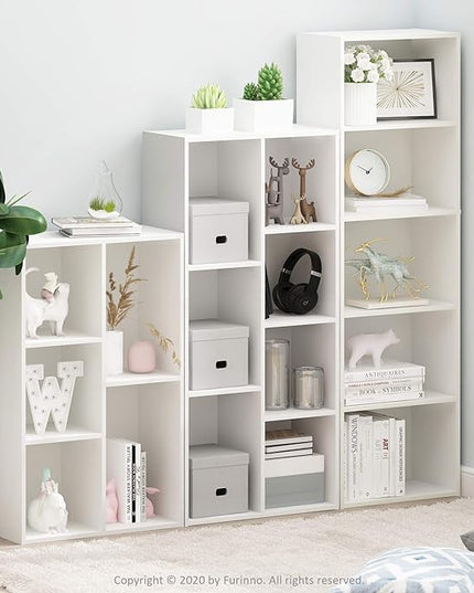 Furinno Luder Bookcase / Book / Storage , 5-Cube, White - LeafyLoom