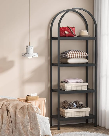 Tribesigns 4-Tier Open Bookshelf, 70.8" Wood Bookcase Storage Shelves with Metal Frame, Freestanding Display Rack Tall Shelving Unit for Office, Bedroom, Living Room, Easy Assembly (Black, 1PC) - LeafyLoom