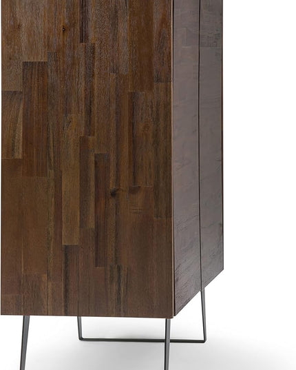 SIMPLIHOME Lowry SOLID ACACIA WOOD and Metal 39 Inch Wide Modern Industrial Medium Storage Cabinet in Distressed Charcoal Brown, For the Living Room, Entryway and Family Room - LeafyLoom