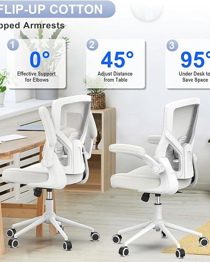 Office Chair, High Back Desk Chair Adjustable Height and Ergonomic Design Home Office Computer Chair Executive Lumbar Support Padded Flip-up Armrest Swivel Task Chair - LeafyLoom