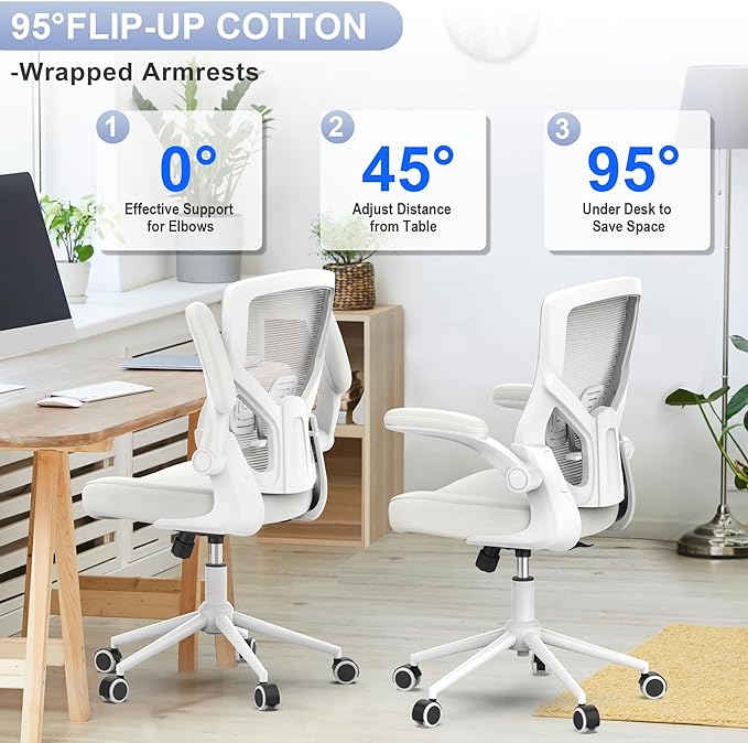 Office Chair, High Back Desk Chair Adjustable Height and Ergonomic Design Home Office Computer Chair Executive Lumbar Support Padded Flip-up Armrest Swivel Task Chair - LeafyLoom