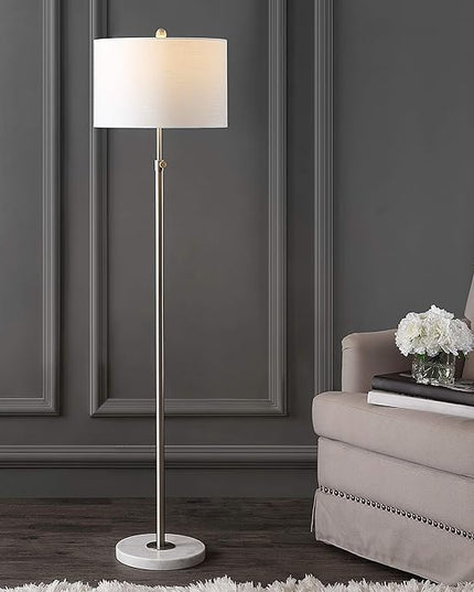 JONATHAN Y JYL3022C June 65" Adjustable Metal/Marble LED Floor Lamp, Modern, Contemporary, Elegant, Glam, Office, Living Room, Family Room, Dining Room, Bedroom, Hallway, Foyer, Chrome - LeafyLoom