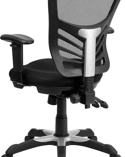 Flash Furniture Nicholas Mid-Back Black Mesh Multifunction Executive Swivel Ergonomic Office Chair with Adjustable Arms - LeafyLoom