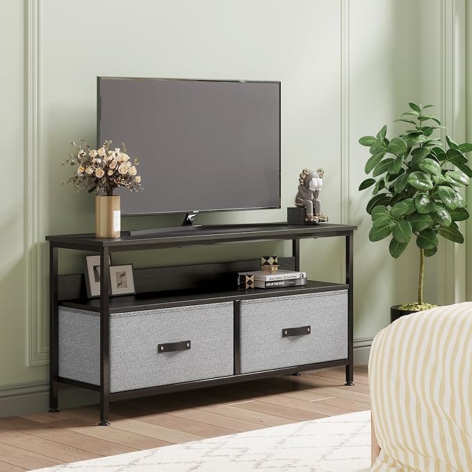IDEALHOUSE Dresser TV Stand 50 Inch Entertainment Center with Storage TV Stand for Bedroom Small TV Stand Dresser with Drawers and Shelves, TV & Media Console Table Furniture for Living Room, Grey - LeafyLoom