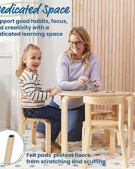 ECR4Kids ECRKids Seating, 5-Piece Table and Chairs Set, Natural - LeafyLoom