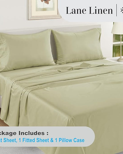 LANE LINEN 100% Egyptian Cotton Bed Sheets - 1000 Thread Count 3-Piece Twin Sheets Set, Long Staple Cotton Bedding Sheets, Sateen Weave, Luxury Hotel Sheets, Fits Upto 16" Mattress - Seafoam - LeafyLoom