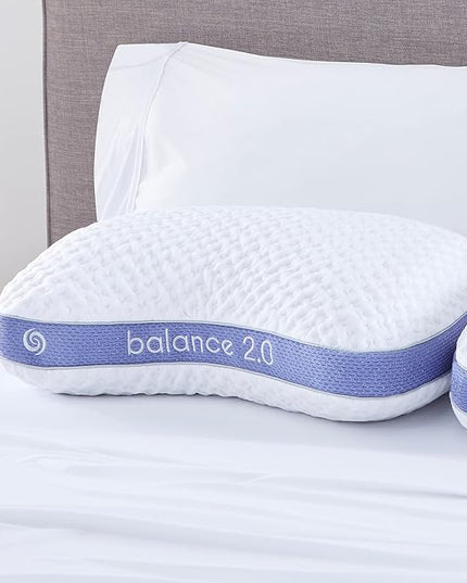 Bedgear Balance Cuddle Curve Performance Pillow - Size 2.0 - Moisture-Wicking Pillow for Side Sleepers - Medium Firmness Bed Pillow- Hypoallergenic, Washable Removable Cover - 20" W x 26" L x 5.75" H - LeafyLoom
