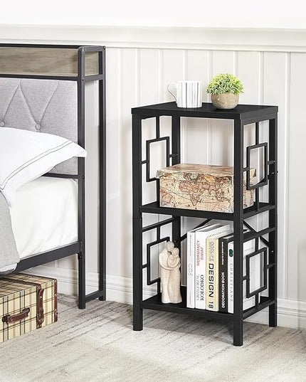 Small Bookshelf, 3 Tier Vintage Industrial Small Bookshelf for Small Spaces, Freestanding Open Shelf Bookcase, Versatile Bookshelf for Home Office, Bedroom & Living Room, Black - LeafyLoom