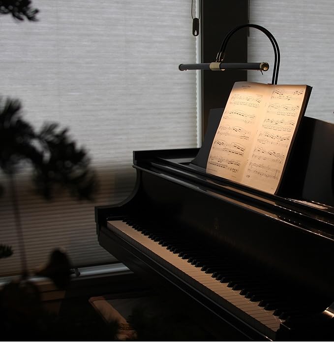 Cocoweb 22" LED Grand Piano Light in Antique Brass with Dimmer Clip - LeafyLoom