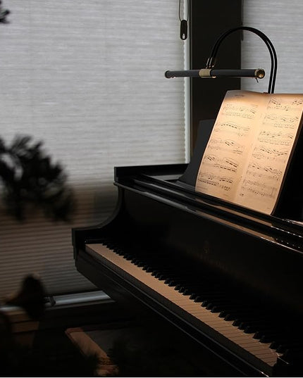 Cocoweb 22" LED Grand Piano Light in Black with Satin Nickel Accents with Dimmer Clip - LeafyLoom