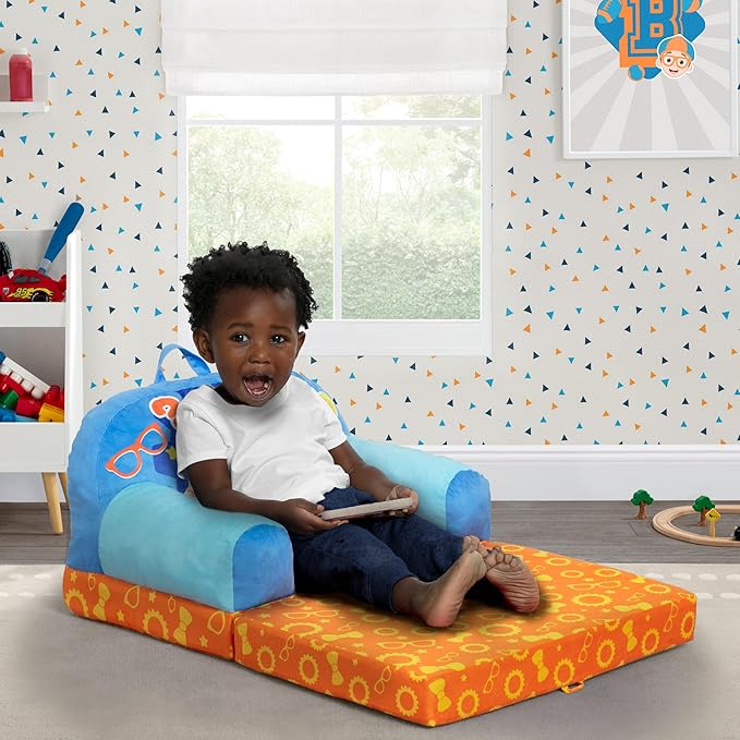 Delta Children Cozee Buddy Flip-Out Kids Chair, Blippi - LeafyLoom