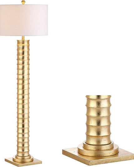 JONATHAN Y JYL4032A Serena 63" Metal LED Floor Lamp, Contemporary, Modern, Art Deco Style, Office, Elegant, Living Room, Family Room, Dining Room, Bedroom, Hallway, Foyer, Gold Leaf - LeafyLoom