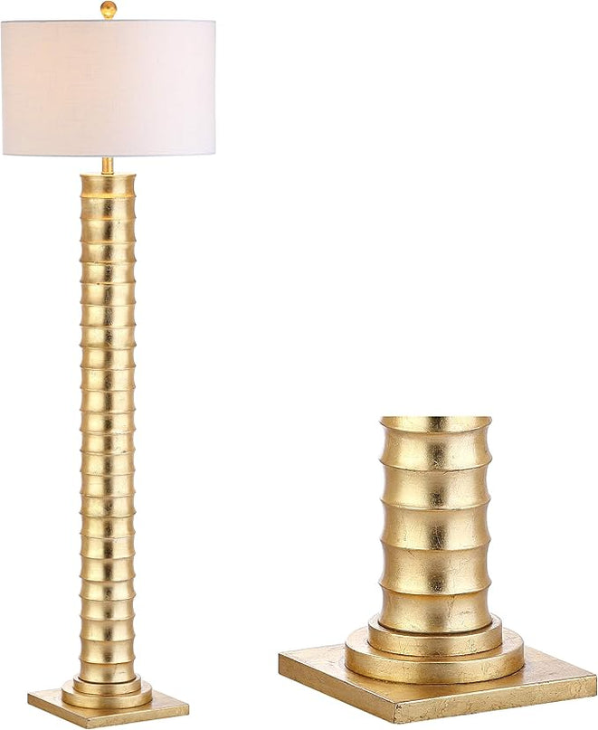 JONATHAN Y JYL4032A Serena 63" Metal LED Floor Lamp, Contemporary, Modern, Art Deco Style, Office, Elegant, Living Room, Family Room, Dining Room, Bedroom, Hallway, Foyer, Gold Leaf - LeafyLoom