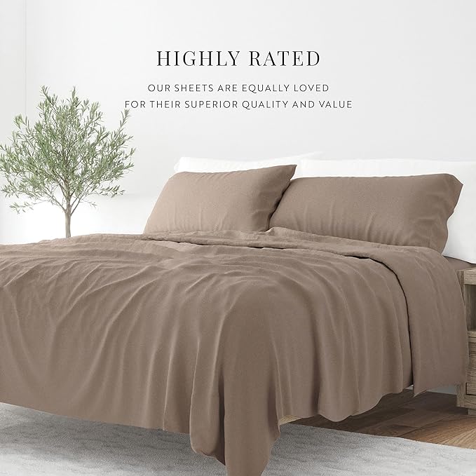 Linen Market Bed Sheets for Queen Size Bed (Taupe) - Sleep Better Than Ever with These Soft and Cooling Queen Sheets - Deep Pocket Fits 16" Thick Beds - 4 Piece Queen Sheet Set - LeafyLoom