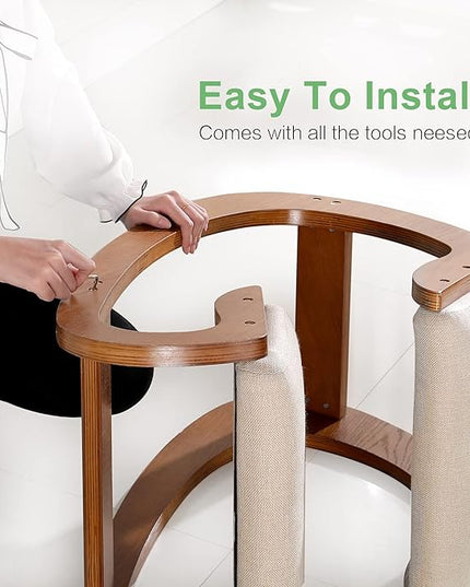 Predawn Ergonomic Kneeling Chair,Rocking Knee Chair Upright Posture Chair for Home Office Meditation Wooden & Linen Cushion-Office Chair for Back Neck Pain Relief & Improving Posture (Pecan) - LeafyLoom