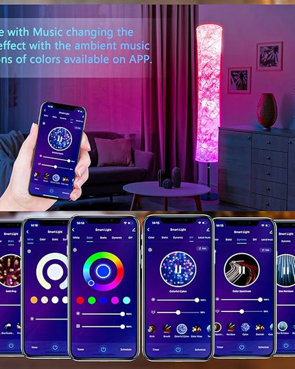 Smart Corner Floor Lamp - 60" LED RGB Standing Lamp Mood Lighting Color Changing Floor Lamps Light for Living Room Bedroom Decor with Alexa Google Assistant WiFi APP Music Sync - LeafyLoom