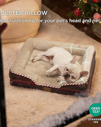 Bedsure Orthopedic Dog Bed for Medium Dogs - Waterproof Dog Sofa Beds Medium, Supportive Foam Pet Couch Bed with Removable Washable Cover, Waterproof Lining and Nonskid Bottom, Brown BEDSURE