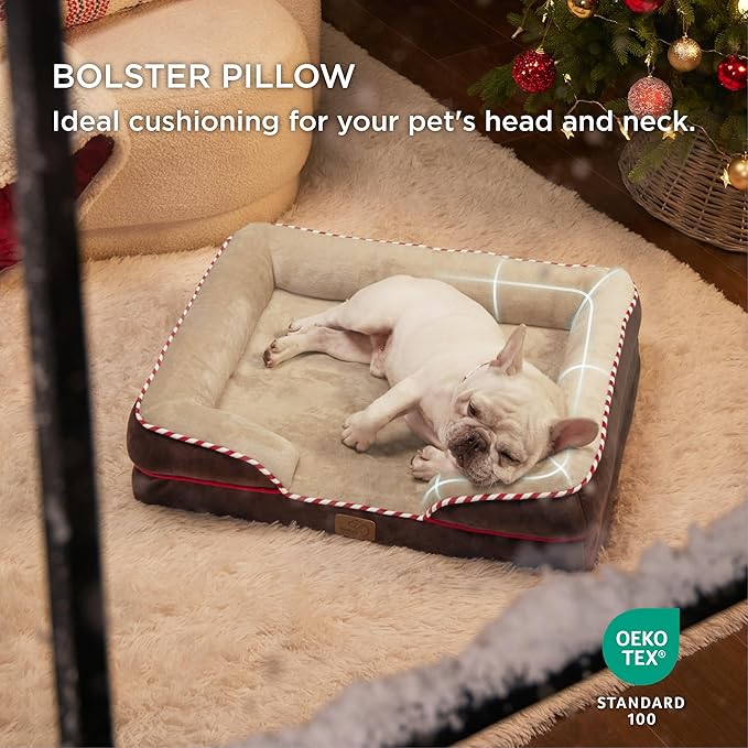 Bedsure Orthopedic Dog Bed for Medium Dogs - Waterproof Dog Sofa Beds Medium, Supportive Foam Pet Couch Bed with Removable Washable Cover, Waterproof Lining and Nonskid Bottom, Brown BEDSURE