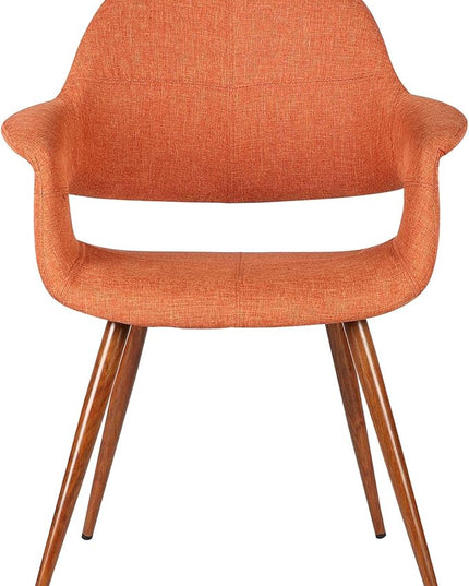 Armen Living Phoebe Mid-Century Modern Fabric Upholstered Dining Chair for Kitchen Table Office Desk Vanity, 24D x 25W x 33H Inch, Orange - LeafyLoom