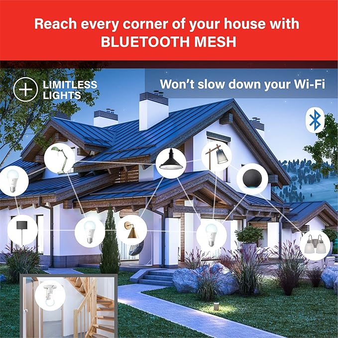 Sengled Alexa Light Bulbs, 75W Equivalent, S1 Auto Pairing with Alexa Devices, Smart Light Bulb that Work with Alexa, Bluetooth Mesh Smart Home Lighting, ‎Daylight 5000K, No Hub Required, 4-Pack Sengled