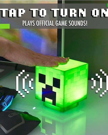 Paladone Minecraft Creeper Desk Light with Official Creeper Sounds, Handheld Night Light for Kids Room or Gamer Décor - Licensed Minecraft Gifts - LeafyLoom