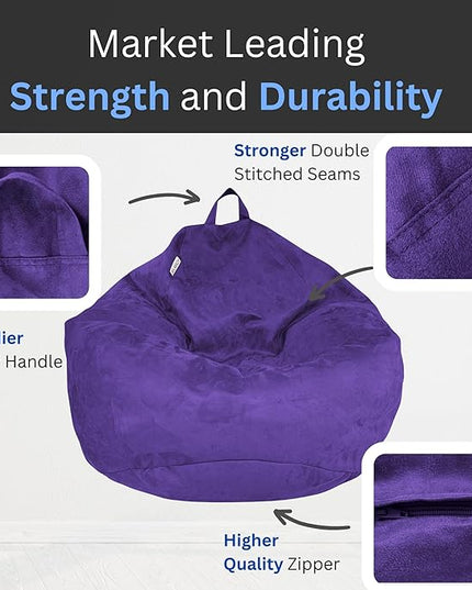 Bean Bag Chair Cover 3.5 ft (No Filler) | XL Stuffed Animal Storage | Double Stitched | Long Durable Zipper | Premium Microsuede… - LeafyLoom