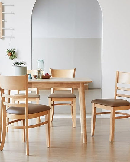 Livinia Aslan 47" Malaysian Oak Rectangular Wooden Dining Table/Solid Wood Kitchen Desk (Natural Oak) - LeafyLoom