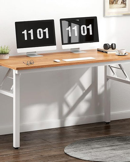 Need 47 inches Computer Desk Office Desk Folding Table with BIFMA Certification Computer Table Workstation,Teak White AC5BW-120 - LeafyLoom
