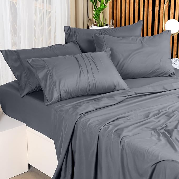 Utopia Bedding King Bed Sheets Set - 4 Piece Bedding - Brushed Microfiber - Shrinkage and Fade Resistant - Easy Care (King, Grey) - LeafyLoom