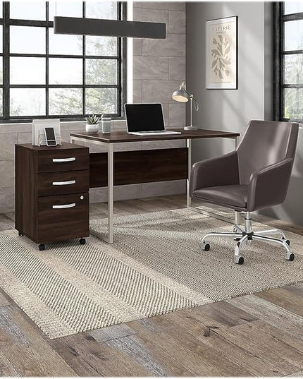 Bush Business Furniture HYF216BWSU-Z Hybrid 3-Drawer Mobile File Cabinet, Letter/Legal, Black Walnut, 20-Inch - LeafyLoom