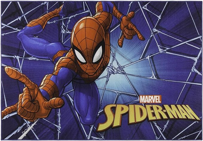 Gertmenian Marvel Rug Boys Childrens Bedroom Decor Kids Home Play Room Mat Bedding Area Carpet; 54x78 Large; Spiderman Superhero Multi-Colored Navy Blue; 47326 - LeafyLoom