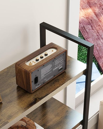 Panana 5 Tier Industrial Rustic Wooden Bookshelves, Vintage Open Wood and Metal Farmhouse Bookshelf Heavy Duty Storage Shelving Unit Rack (Brown) - LeafyLoom