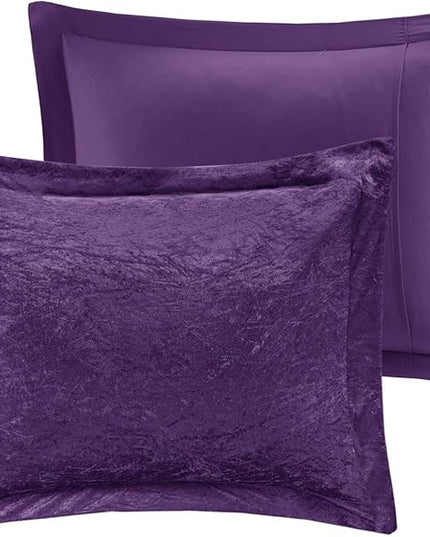 Intelligent Design Queen Comforter Set, Velvet Comforter Set , Luxury Diamond Quilting Comforter Set, Fluffy Comforter Bed Set with Decorative Pillowand 2 Shams, 4 Piece Purple, Full/Queen - LeafyLoom