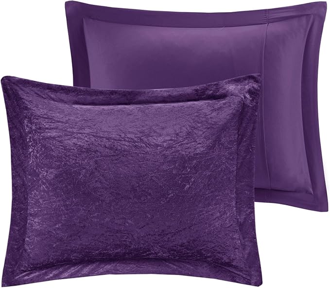 Intelligent Design Queen Comforter Set, Velvet Comforter Set , Luxury Diamond Quilting Comforter Set, Fluffy Comforter Bed Set with Decorative Pillowand 2 Shams, 4 Piece Purple, Full/Queen - LeafyLoom
