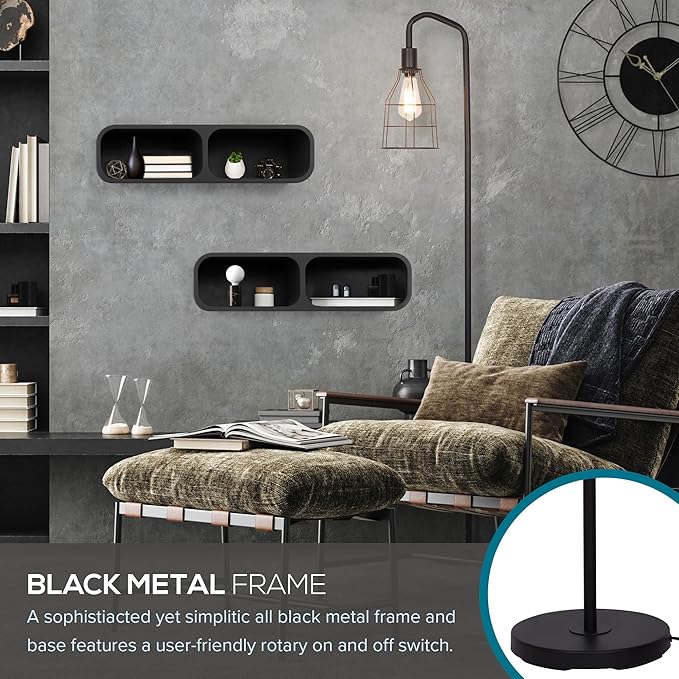 Catalina Lighting 24289-000 Modern Floor Lamp with Caged Shade for Office, Living Room, Dorm or Bedroom, Smart Home Compatible, Bulb Not Included, 60", Black - LeafyLoom