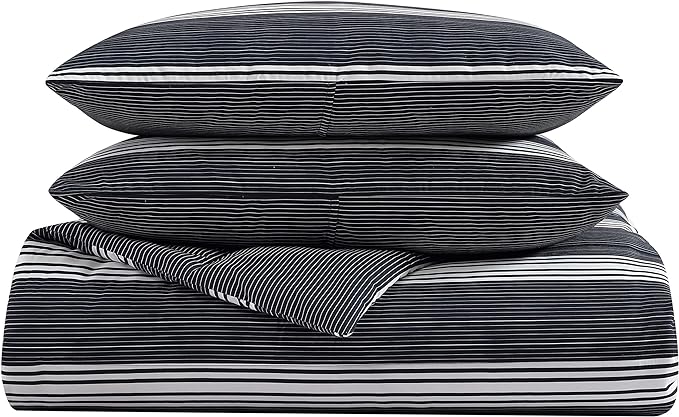 Nautica- Queen Comforter Set, Reversible Bedding with Matching Sham(s), Casual Home Decor (Craver Black, Queen) - LeafyLoom