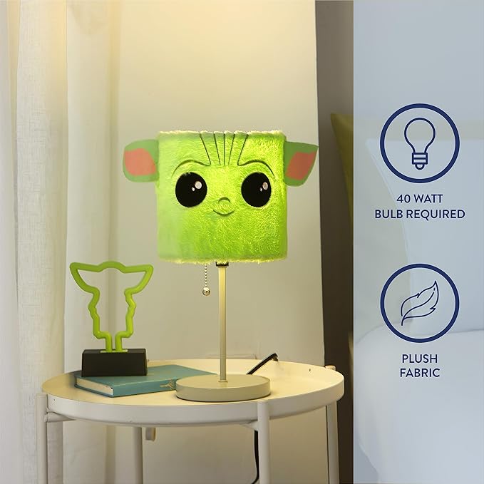 Idea Nuova Star Wars: The Mandalorian The Child Plush Shade Table Lamp, Green - LeafyLoom