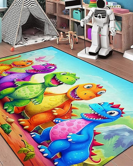 Dinosaur Carpet for Boys Room - Dinosaur Rugs for Boys Bedroom Cartoon Dinosaur Rug Kids Rugs for Bedroom Cute Dinosaur Area Rug for Living Room Bedroom Kids Room,2'5''×4' - LeafyLoom