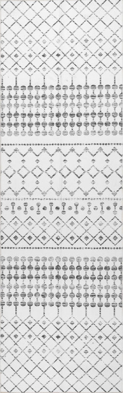 nuLOOM Moroccan Blythe Machine Washable Runner Rug, 2' 6" x 8', Grey, Rectangular, 0.1" Thick - LeafyLoom
