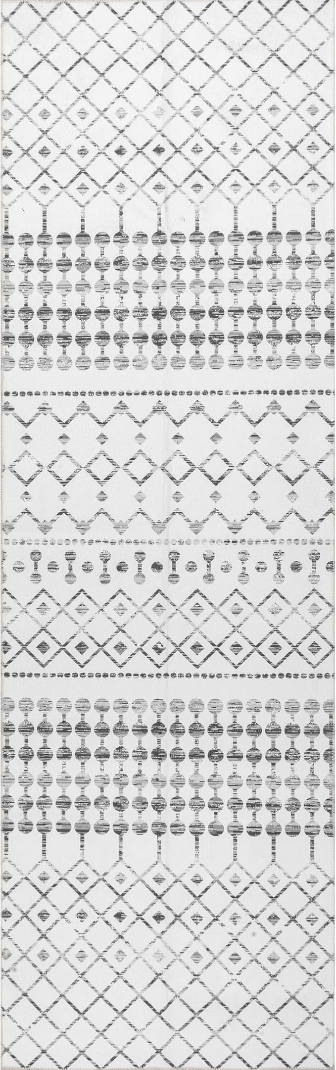 nuLOOM Moroccan Blythe Machine Washable Ultra Thin Runner Rug, 2' 6" x 10', Grey - LeafyLoom