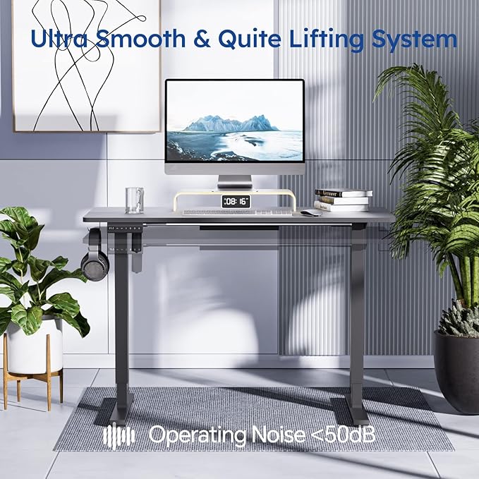 Motorized Standing Desks, Electric Stand Up Desk with Ultra Stable Construction and Cable Management,adjustable Height Desk with Memory Preset Design for Home Office Use 48x24 in Black - LeafyLoom