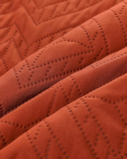 WONGS BEDDING Burnt Orange Comforter Set King Size(104“×90”),Reversible terracotta Boho Geometric Textured Bedding Comforter Sets - 3 Pieces Soft Microfiber Ultrasonic Bedding with 2 Pillow Cases - LeafyLoom