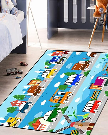 Car Carpet for Kids Kids Rugs for Playroom Car Track Rug Road Rug for Kids Car Play Rug Road Carpet for Toy Cars Car Track Rugs for Boys Car Rug for Boys Room 3'×5' - LeafyLoom