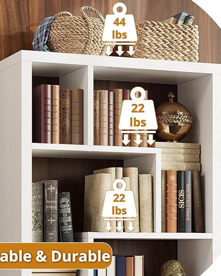 IRONCK Geometric Bookcase 6-Shelf Industrial Bookshelf White Etagere Bookcase Tall Storage Display Bookshelf with Thicken Shelf for Living Room Home Office - LeafyLoom