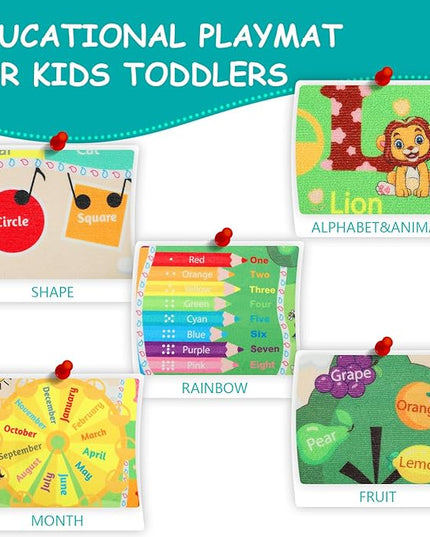 Playroom Rug Baby Play Mat for Floor ABC Rug for Kids Educational and Fun Playmat with Alphabet Animals Shapes Colors 5x7 Area Rug Learning Rugs for Toddler Children Game Activity - LeafyLoom