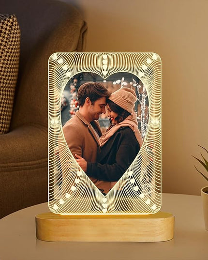Picture Frame, Valentines Day Gift for Him Her, Attivolife Light up 6-inch Photo Heart Frame with LED Night Light, Home Desk Decor Lamp, Best Present for Couple Lover Wife Husband Anniversary Birthday - LeafyLoom