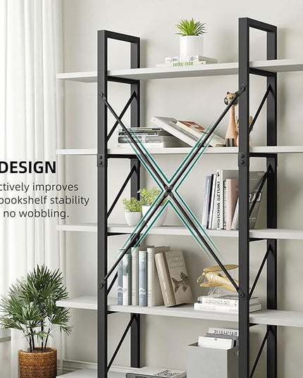 YITAHOME 5 Tier Bookshelf, Freestanding 5 Shelf Bookcases and Bookshelves, Modern Minimalist Furniture Open Display Storage Shelves Books Organizer for Living Room Bedroom Home Office, White - LeafyLoom