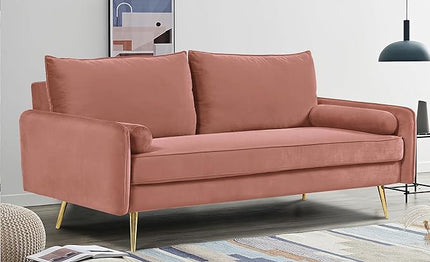 Kent Modern Sofa, European Style Velvet Living Room Furniture with Tapered Legs, Vintage Flair, and Sleek Design, Rose - LeafyLoom