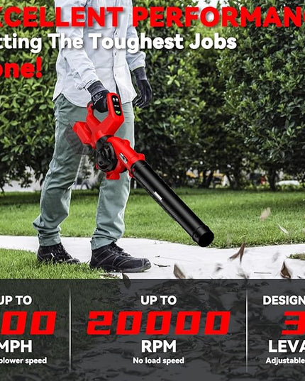 Leaf Blower, Cordless Leaf Blower for Milwaukee M18 Battery, 3 Speed Modes Up to 200MPH, 270° Rotatable Electric Leaf Blower with 4 Blowing Nozzles for Lawn Care and Yard(Battery Not Included) - LeafyLoom